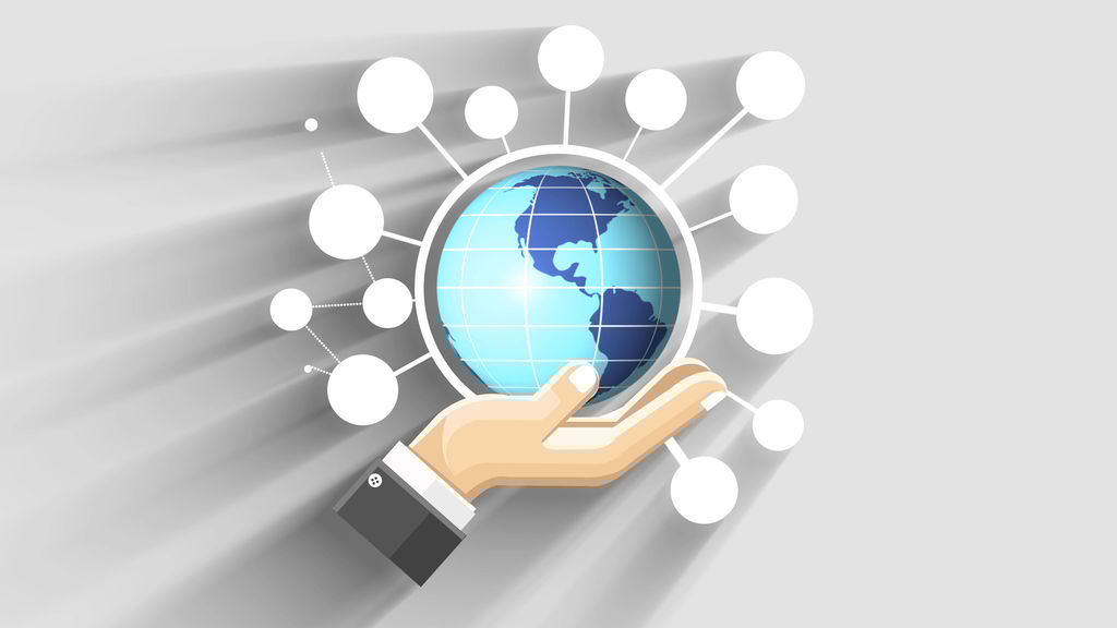 Business Hand Holding Rotating Earth And Different Options Pop Out After Effects Template Spinning Globe After Effects Template