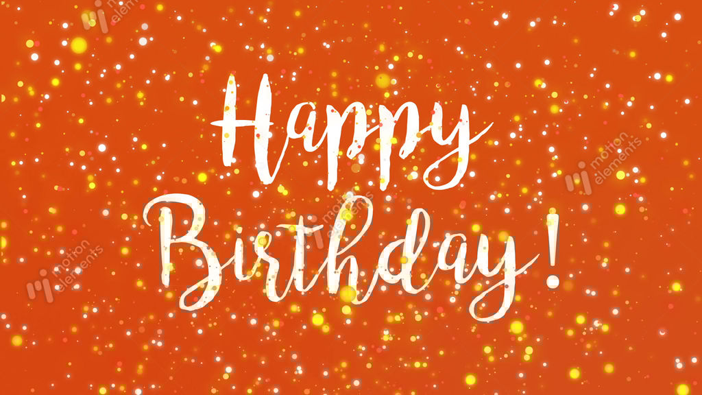 Sparkly Orange Happy Birthday Greeting Card Video Stock Animation