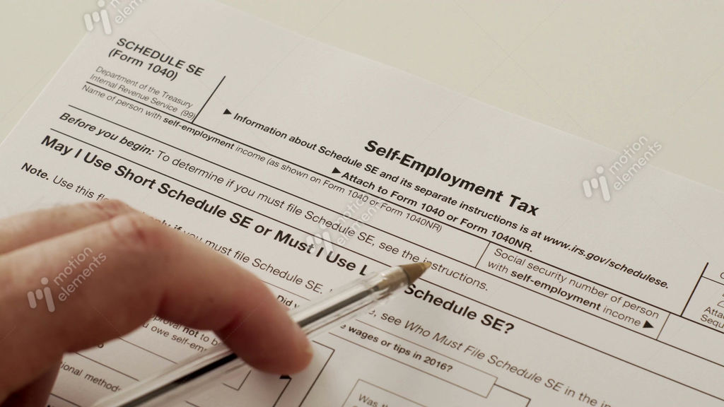 IRS Form 1040 Schedule SE Self Employment Tax Stock Video Footage 