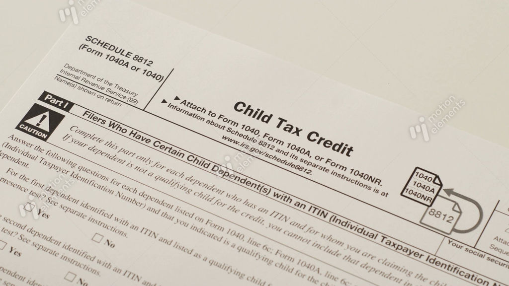IRS Form 1040 Schedule 8812 Child Tax Credit Stock video footage | 10474956