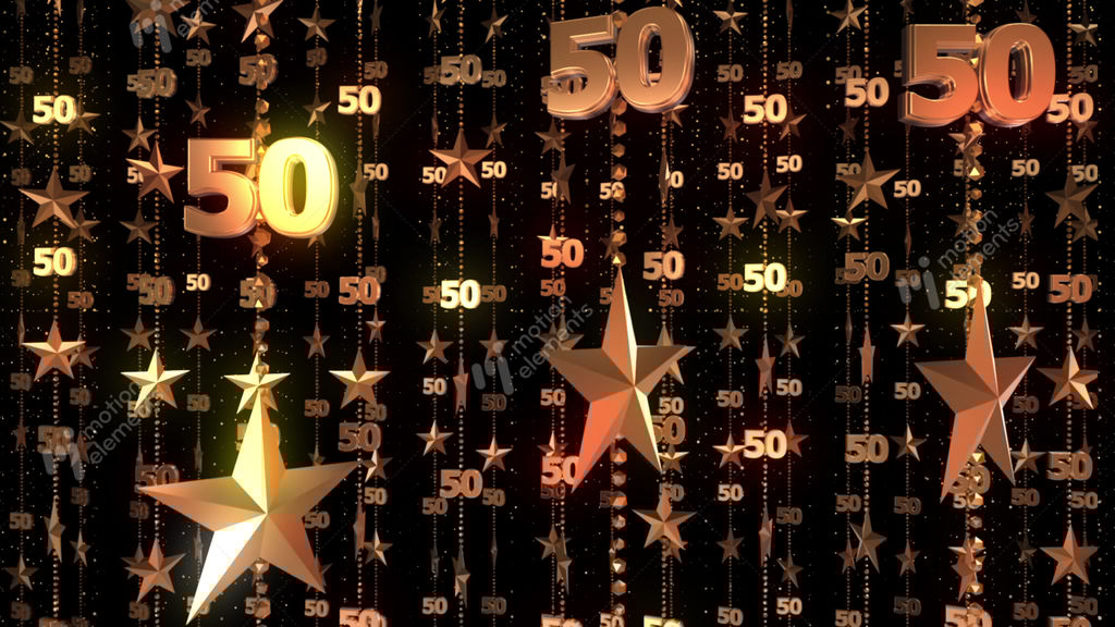 50th Anniversary Gold Stars 50 Fifty Birthday Background Animation Loop