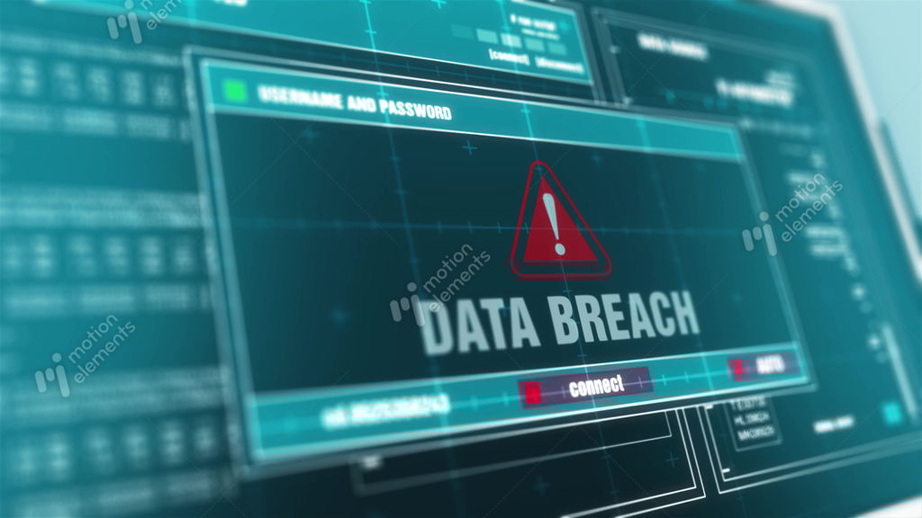 Data Breach Hacked Warning System Security Alert Error On Computer