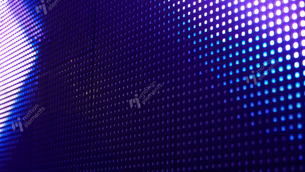 led display panel closeup view flashing light snowflake images slide on light