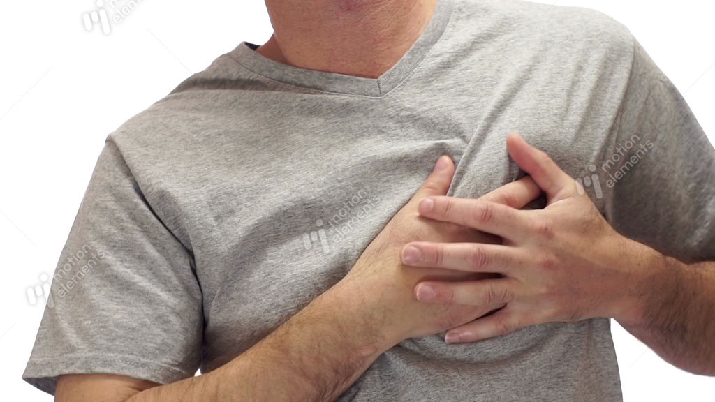 Male Chest Pain Isolated On White Stock video footage 9359028