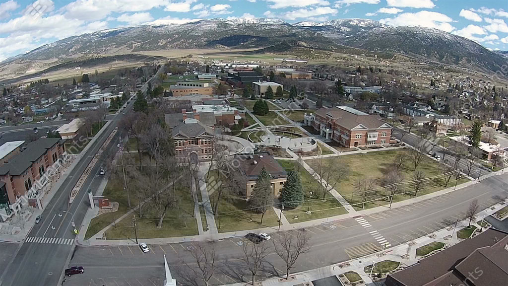 Aerial Flyover Snow College Ephraim Utah HD 0036 Stock video footage