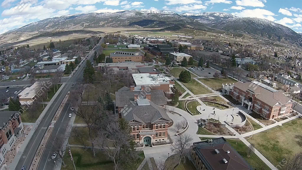 Aerial Flyover Snow College Ephraim Utah HD 0036 Stock video footage