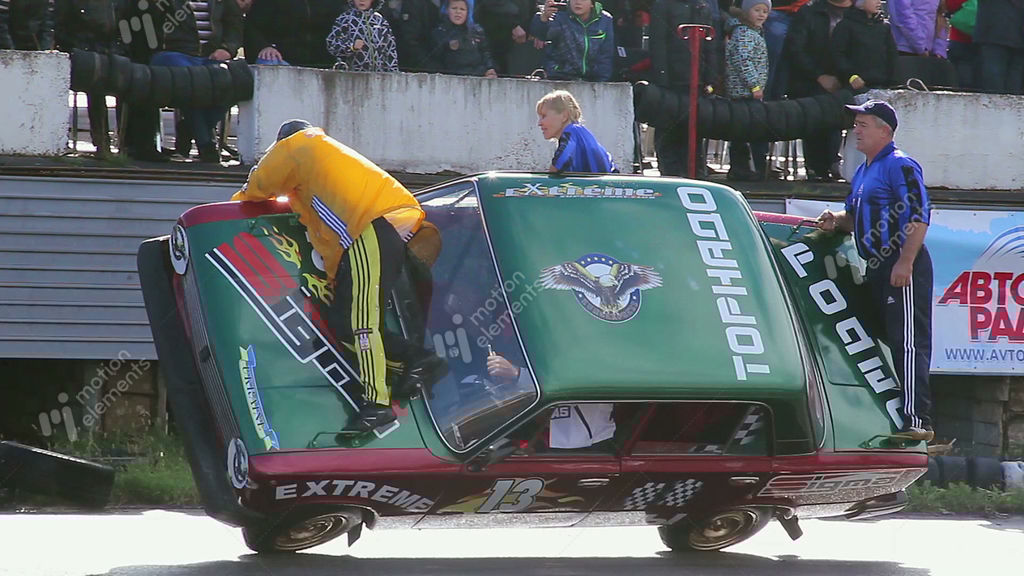 Stunt Team Changing Tire On Moving Car, Twowheel Driving Stock video
