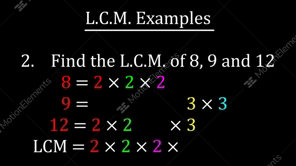 Finding Lcm By Prime Factorization Example 2 Stock Animation 9483903