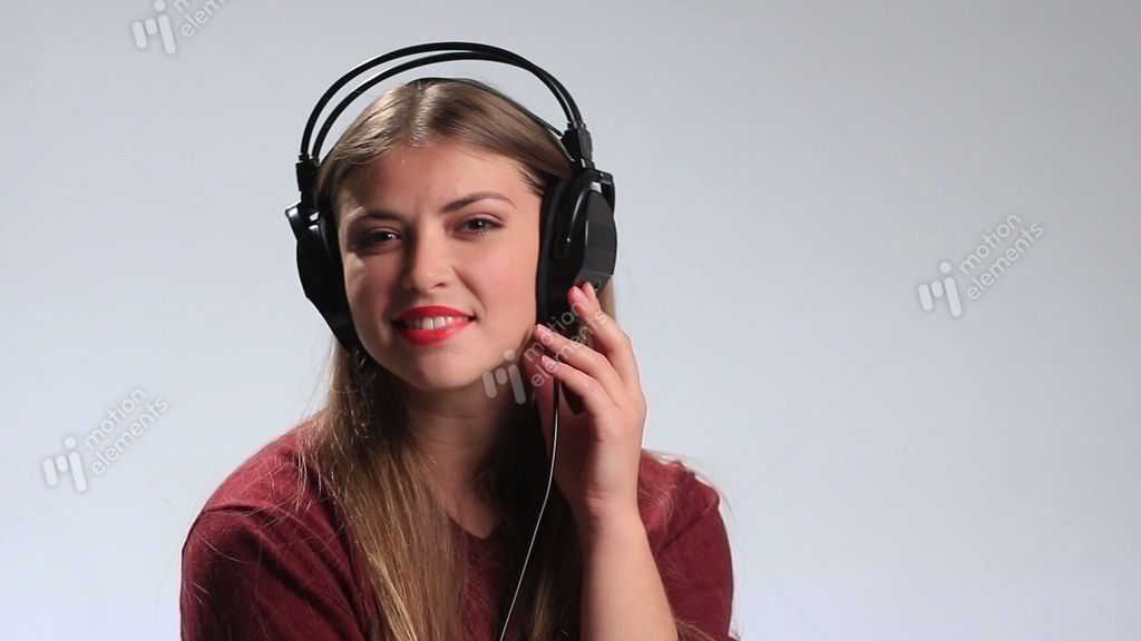 Sexy Woman Wearing Headphones And Listening Music Stock video footage