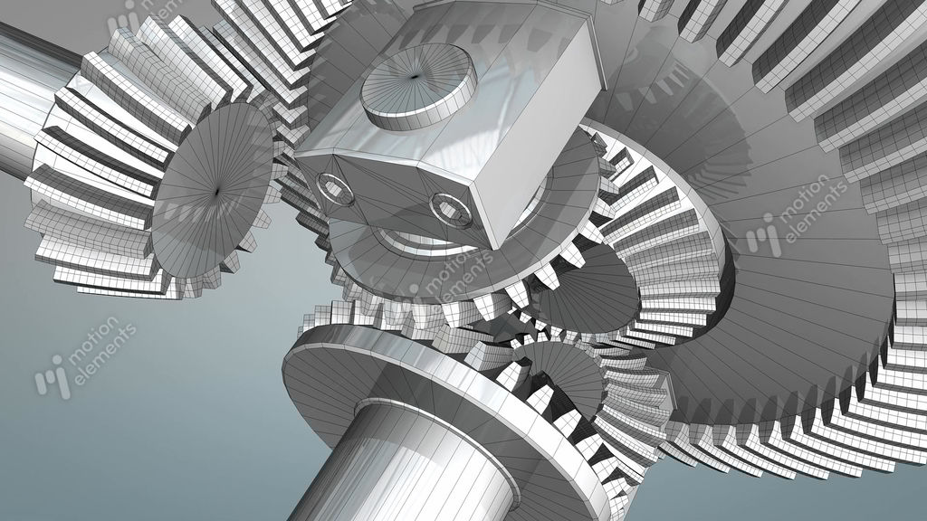 Differential Gear Wireframe Stock Animation 3009028