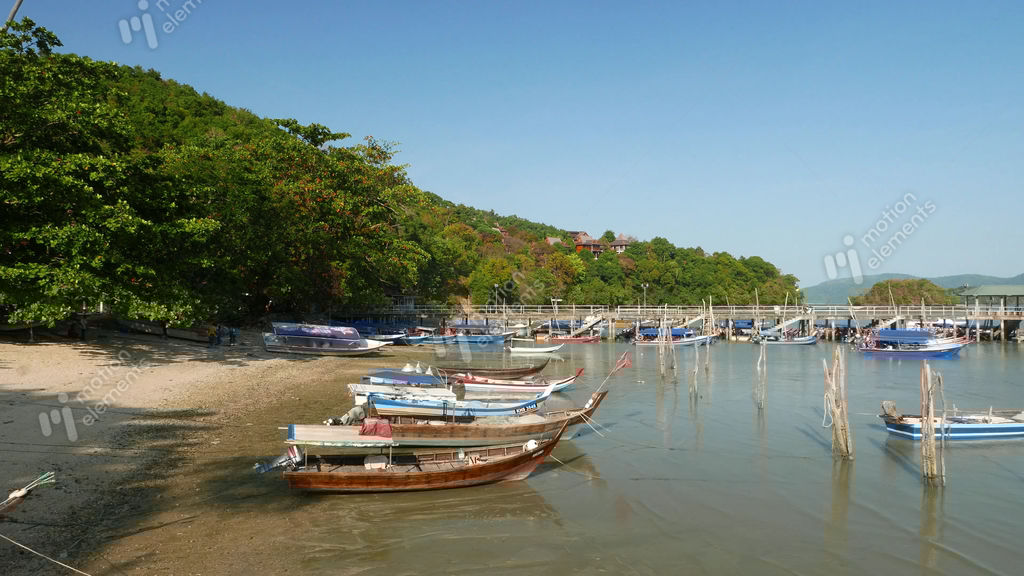 Tropical Island Fishing Boat Moorage Quay Panoramic Stock Video Footage Tropical Island Fishing Boat Moorage Quay Panoramic Stock Video Footage
